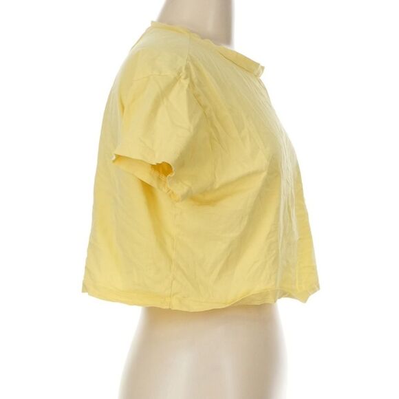 Mate the label 100% cotton light yellow crewneck cropped T-shirt medium - Picture 4 of 6